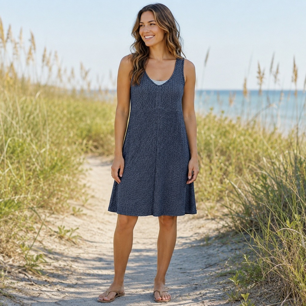 Carve Designs Aloha Tank Dress Blue Chevron Organic Cotton Coastal Outdoor